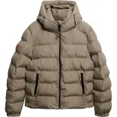Superdry pour homme. M5011905A Veste de sport matelassée à capuche taupe (S), Casuel, Polyester