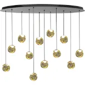 Highlight Suspension Melina Noir à 12 lumières avec verre ambré