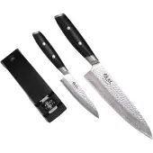 Yaxell Tsuchimon 36753, set cadeau 3 pièces : couteau de chef, couteau universel et aiguiseur