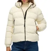 Superdry pour femme. W5011996A Veste matelassée à capuche Stanton, blanc cassé (XS), Casuel, Polyester