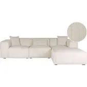 Beliani Canapé D'angle Dolva Blanc Cassé Velours Côtelé Côté Gauche