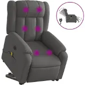 vidaXL Fauteuil de massage électrique avec releveur Tissu gris foncé