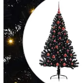 vidaXL Sapin de Noël artificiel pré-éclairé noir 150 cm PVC