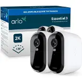 Arlo Pack de 2 caméras de surveillance connectées Essential 3 XL 2K extérieure Blanc