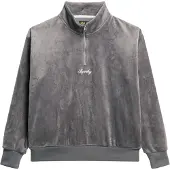 Superdry pour femme. W2012206A Sweat en velours gris Country Club (L), Casuel, Polyester