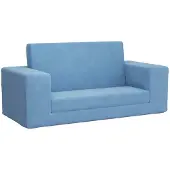 vidaXL Canapé-lit pour enfants 2 places Bleu Peluche douce