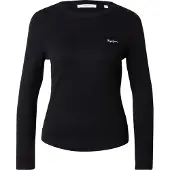 Pepe Jeans pour femme. PL5000025 T-shirt Betina noir (M), Casuel, Coton, Manche longue
