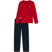 Schiesser Pyjama ' Family ' bleu foncé / rouge