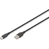 Digitus AK-300340-010-S USB 2.0 Kabel Typ C -A Silikon St/St 1m schwarz