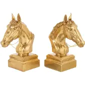 J-Line Set 2 Fermalibri Cavallo 43x12x29 cm Oro