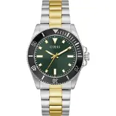 GUESS Montre à affichage analogique 'CLIFF' or / jade / argent