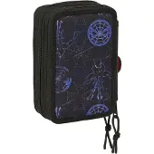 Safta Trousse à crayons noire Spiderman 37 pièces avec accessoires