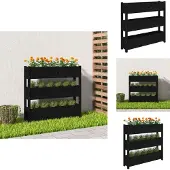 vidaXL Jardinière Noir 112x25x104,5 cm Bois massif de pin