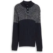 Tom Tailor Pull-over bleu foncé / blanc