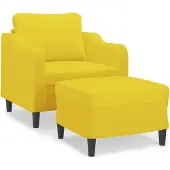 vidaXL Fauteuil avec pouf jaune clair 60 cm Tissu
