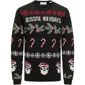 Only & Sons Pull-over 'ONSXmas' vert / rouge foncé / noir / blanc