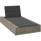 vidaXL Chaise longue avec support flottant Gris Poly rotin