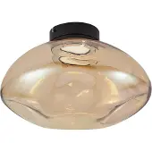 QAZQA Plafonnier design noir avec verre ambré - Gemma