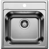 BLANCO Evier à encastrer Dana 45 - Lavabo à encastrer avec robinet à panier 3 1/2 pouce, inox brossé