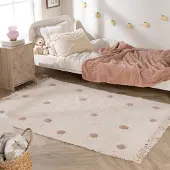 Little Olly Tapis pour chambre d’enfant – Lou Dots Taupe | 140x200cm | Rectangulaire | Pile courte