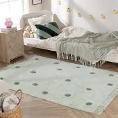 Little Olly Tapis pour chambre d’enfant – Lou Dots Vert | 120x170cm | Rectangulaire | Pile courte