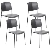 Beliani Lot de 4 chaises de salle à manger en plastique noir style moderne mobilier design salle à manger