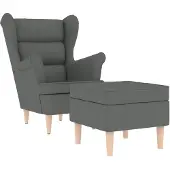 vidaXL Fauteuil avec repose-pieds Tissu gris foncé