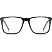HUGO Monture optique en acétate noir avec logo en gomme contrasté