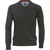 REDMOND Casual Regular Fit Pull-over Encolure en V gris, Unicolore