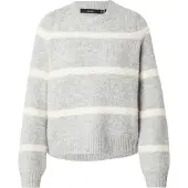 Vero Moda Pull-over 'VMZADA' gris chiné / blanc