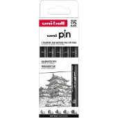 Uni-Ball Pochette 5 Stylos feutres Uniball Pin Pointes calibrées impaires