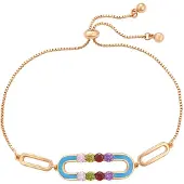 Faina Bracelet azur / or rose / vert / rouge