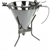 De Buyer Entonnoir à sauce et à fondant Kwik Pro avec support, Outils de décoration pâtisserie, Argent