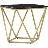 Beliani Table basse effet marbre noir, cadre métal doré 50 x 50 cm en style glamour