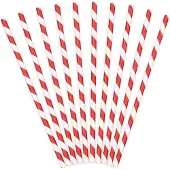 Party Deco Rot-weiss gestreifter Papierstrohhalm