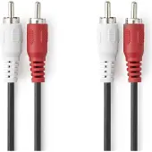 Nedis Câble audio stéréo 2x RCA mâles 2x RCA mâles Nickelé 1.00 m Rond Noir L (1 m, Câbles Cinch)