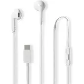 Ginza.se Écouteurs filaires | USB-C | Longueur du câble : 1,20 m | Microphone intégré | Contrôle du volume | Blanc