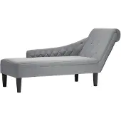 vidaXL Chaise longue avec coussin et accoudoir droit Tissu gris clair