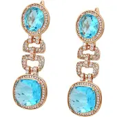 Faina Boucles d'oreilles aqua / or rose