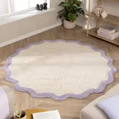 FRAAI Tapis Rond Lavable – Hazy Lilas/Crème | Ø 140cm | Rond | Pile courte