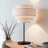 LumenXL Lampe de table moderne Masa avec abat-jour en lin