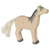 Holztiger Cheval, tête haute, crinière grise