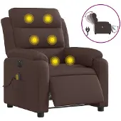 vidaXL Fauteuil de massage électrique Tissu marron foncé