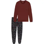 Schiesser Pyjama long ' Family ' bleu foncé / bordeaux