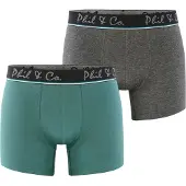 Phil&Co. Boxers ' 2-Pack Jersey ' gris / vert / vert gazon