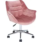Beliani Siège de bureau pivotant en velours rose Hauteur réglable
