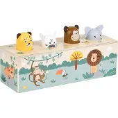 Small Foot Jeu à pression - COMPANY - Safari - Animaux en bois - 12 mois - Interactif