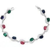 Gaya Bracelet bleu marine / vert foncé / rouge / argent