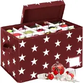 Merkloos Boîte de rangement pour boules de Noël - pour 30 boules - avec étiquette - rouge