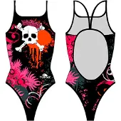 Turbo Flowers And Skulls Swimsuit Noir 2XL Femme
